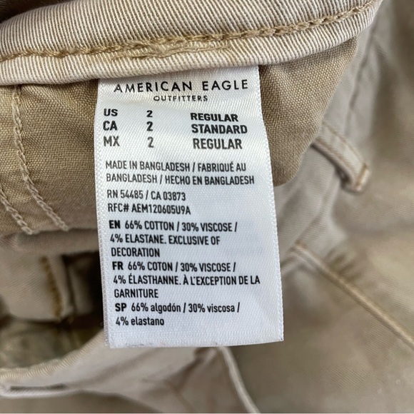 American Eagle Pants Wide Leg Pants Khaki Button Size 2 Stretch Fabric - Picture 6 of 6